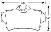 Large photo of Hawk Brake Pad, 94-04 Mustang Rear (D627), Pegasus Part No. HB183-Compound-Thickness