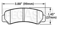 Large photo of Hawk Brake Pad, 84-87 Toyota Corolla GTX Rear (D305), Pegasus Part No. HB203-Compound-Thickness