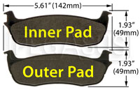 Large photo of Hawk Brake Pad, Ford Truck, Lincoln Rear (D711), Pegasus Part No. HB301-Compound-Thickness