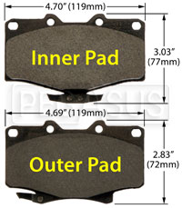 Large photo of Hawk Brake Pad, 92-98 Toyota Trucks (D611), Pegasus Part No. HB311-Compound-Thickness