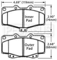 Large photo of Hawk Brake Pad, Toyota Tacoma (D346), Pegasus Part No. HB315-Compound-Thickness