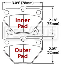 Large photo of Hawk Brake Pad, 01-05 Toyota Celica GT-S Rear (D823), Pegasus Part No. HB329-Compound-Thickness