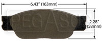 Large photo of Hawk Brake Pad, Ford, Jaguar, Lincoln (D805), Pegasus Part No. HB376-Compound-Thickness