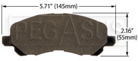 Large photo of Hawk Brake Pad, Chrysler, Dodge, Mitsubishi (D866), Pegasus Part No. HB435-Compound-Thickness