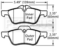 Large photo of Hawk Brake Pad, 02-06 BMW Mini Cooper Front (D939), Pegasus Part No. HB444-Compound-Thickness