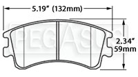 Large photo of Hawk Brake Pad, 03-06 Mazda 6 (D957), Pegasus Part No. HB459-Compound-Thickness