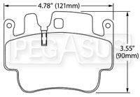 Large photo of Hawk Brake Pad, Porsche Boxster S, 911, Cayman (D917), Pegasus Part No. HB550-Compound-Thickness