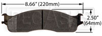 Large photo of Hawk Brake Pad, Dodge Ram Pickup (D965), Pegasus Part No. HB552-Compound-Thickness