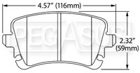 Large photo of Hawk Brake Pad, Audi A6/A8/S4/S6/S8, rear (D1018), Pegasus Part No. HB553-Compound-Thickness