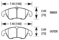 Large photo of Hawk Brake Pad, Audi A5 Quattro, Front (D1322), Pegasus Part No. HB641-Compound-Thickness