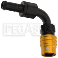 Click for a larger picture of Quick-Disconnect Socket to 6AN Hose Barb, 90°, EPDM Seals