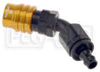 Click for a larger picture of Quick-Disconnect Socket to 3/8" Push Lock Hose Barb, 45 Deg