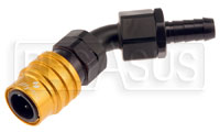 Click for a larger picture of Quick-Disconnect Socket to 8AN Hose Barb, 45 Degree