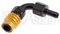 Click for a larger picture of Quick-Disconnect Socket to 8AN Hose Barb, 90 Degree