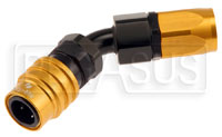 Click for a larger picture of Quick-Disconnect Socket to 8AN Hose End, 45 Degree 3k Series