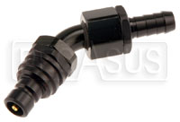 Click for a larger picture of Quick-Disconnect Plug to 8AN Hose Barb, 45 Degree, 3k Series