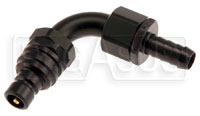 Click for a larger picture of Quick-Disconnect Plug to 8AN Hose Barb, 90 Degree, 3k Series