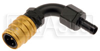 Click for a larger picture of Quick-Disconnect Socket to 10AN Hose Barb, 90 Degree