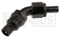 Click for a larger picture of Quick-Disconnect Plug to 10AN Hose Barb, 45 Degree 5k Series