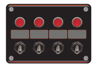 Click for a larger picture of Switch Panel: 4 Accessory Switches with Pilot Lights & Boots