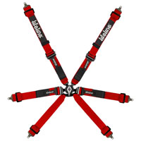 Click for a larger picture of Lifeline Copse 6-Point 2x2 Pull Down FIA Harness, Red