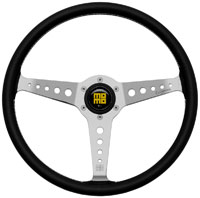 Click for a larger picture of MOMO Heritage California Black Leather Steering Wheel, 360mm