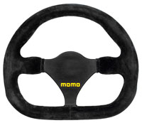 Click for a larger picture of MOMO Model 27 Flat Bottom Steering Wheel, Suede, 270mm