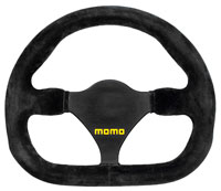 Click for a larger picture of MOMO Model 27 Flat Bottom Steering Wheel, Suede, 290mm