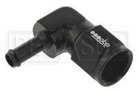Click for a larger picture of 6AN Female to 10mm Barbed Adapter - Black - 90 degree