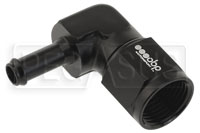 Click for a larger picture of 8AN Female to 8mm Barbed Adapter - Black - 90 degree