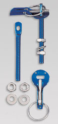 Click for a larger picture of OMP Slide Type Captive Hood Pins, Blue Aluminum