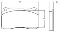 Large photo of PFC Racing Brake Pad, Mitsubishi Evo and Subaru Impreza, Pegasus Part No. PF7781-Size