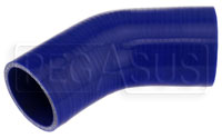 Click for a larger picture of Blue Silicone Hose, 4" to 3" 45 deg. Reducing Elbow