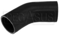 Click for a larger picture of Black Silicone Hose, 4" to 3" 45 deg. Reducing Elbow