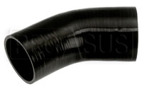 Click for a larger picture of Black Silicone Hose, 4.00 x 3 1/2" 45 deg. Reducing Elbow