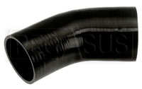 Click for a larger picture of Black Silicone Hose, 4 x 3 1/2" 45 deg. Reducing Elbow