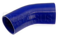 Click for a larger picture of Blue Silicone Hose, 4 x 3 1/2" 45 deg. Reducing Elbow