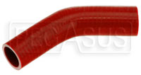 Click for a larger picture of Red Silicone Hose, 1 3/8 x 1 1/4" 45 deg. Reducing Elbow