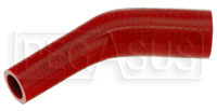 Click for a larger picture of Red Silicone Hose, 1 1/2 x 1" 45 deg. Reducing Elbow