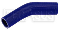 Click for a larger picture of Blue Silicone Hose, 1 1/2 x 1 1/4" 45 deg. Reducing Elbow