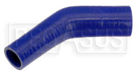 Click for a larger picture of Blue Silicone Hose, 2 x 1 1/2" 45 deg. Reducing Elbow