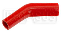 Click for a larger picture of Red Silicone Hose, 2 x 1 1/2" 45 deg. Reducing Elbow