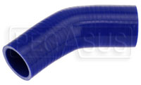 Click for a larger picture of Blue Silicone Hose, 2 1/4 x 2" 45 deg. Reducing Elbow