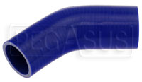 Click for a larger picture of Blue Silicone Hose, 2 3/8 x 2" 45 deg. Reducing Elbow