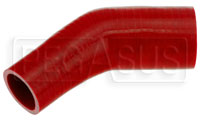 Click for a larger picture of Red Silicone Hose, 2 1/2 x 1 3/4" 45 deg. Reducing Elbow