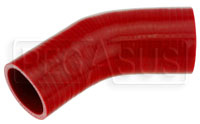Click for a larger picture of Red Silicone Hose, 2 1/2 x 2 1/4" 45 deg. Reducing Elbow