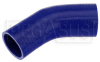 Click for a larger picture of Blue Silicone Hose, 2 1/2 x 2 1/4" 45 deg. Reducing Elbow