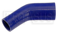 Click for a larger picture of Blue Silicone Hose, 3.00 x 2 1/4" 45 deg. Reducing Elbow