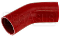 Click for a larger picture of Red Silicone Hose, 3" to 2 3/4" 45 deg. Reducing Elbow