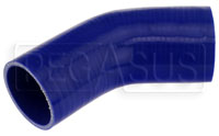Click for a larger picture of Blue Silicone Hose, 3" to 2 3/4" 45 deg. Reducing Elbow
